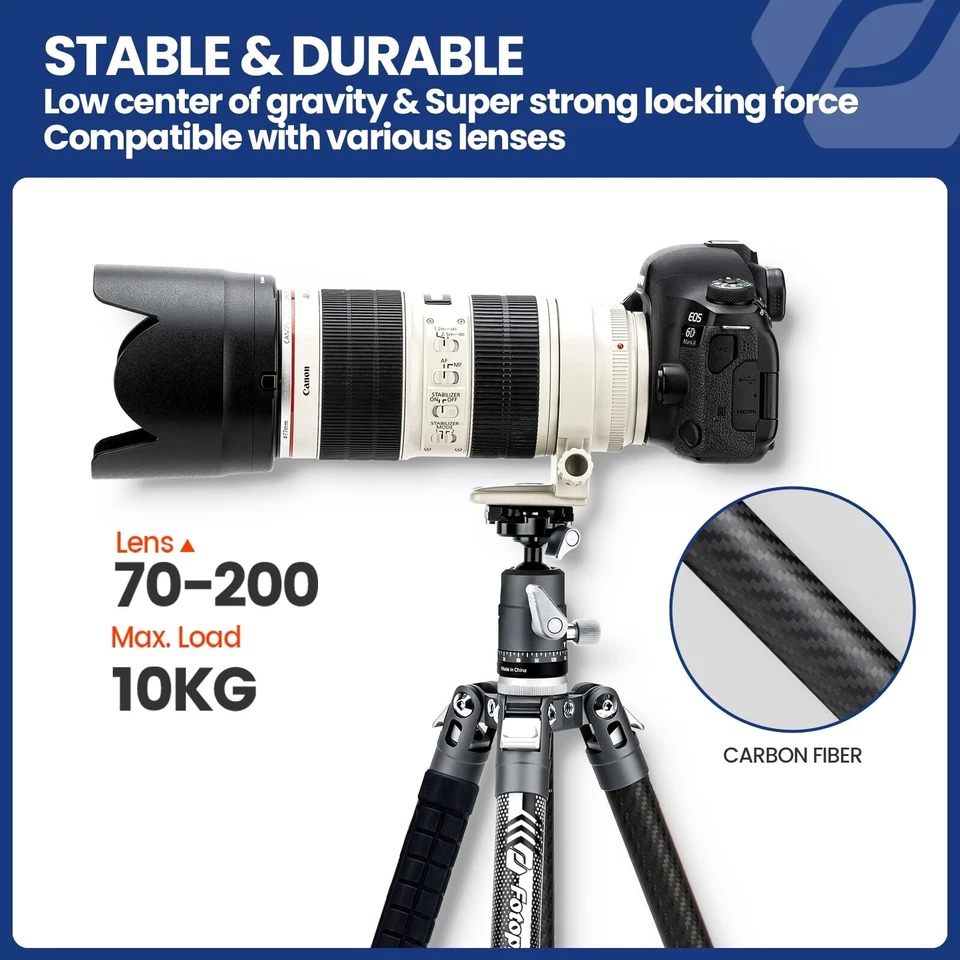 Fotopro 62Inch X-Aircross3 Lightweight Travel Camera Tripod 360 Ball Head. Grey - Image 2 of 4