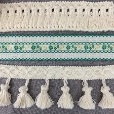 Cream tassel fringe scalloped floral sewing trim lot 6.75 yards