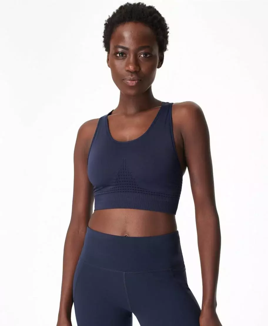 SWEATY BETTY STAMINA WORKOUT BRA - Navy Blue Size Small