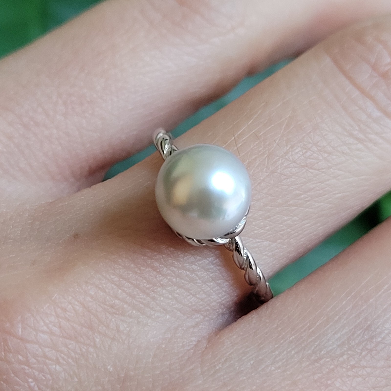 Bague en argent 925 avec véritable perle des mers du sud de 8mm faite main