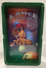 Vintage 1992 Camel Lights Joe Cool Cigarette Billiard Pool Table Ashtray Green