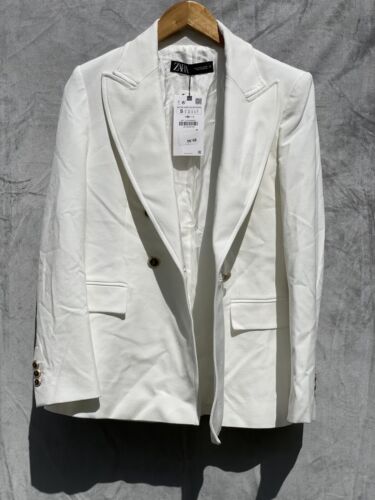 Zara Women's Tailored Double Breasted Lapel Collar Blazer Cream Size | Small | - Picture 6 of 7