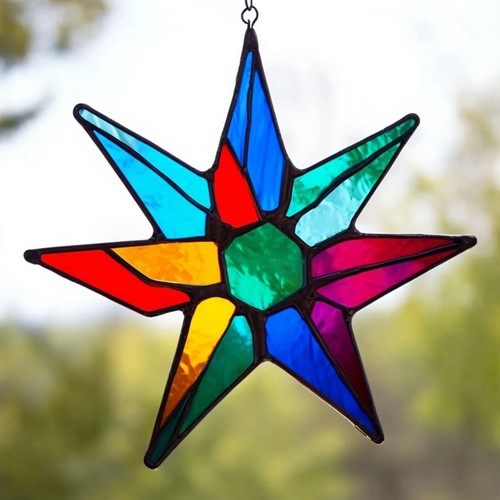 ROYAL PURPLE & RED HEART Handmade Stained Glass SUNCATCHER WEDDING FAVORS & GIFT - Bild 22 von 24