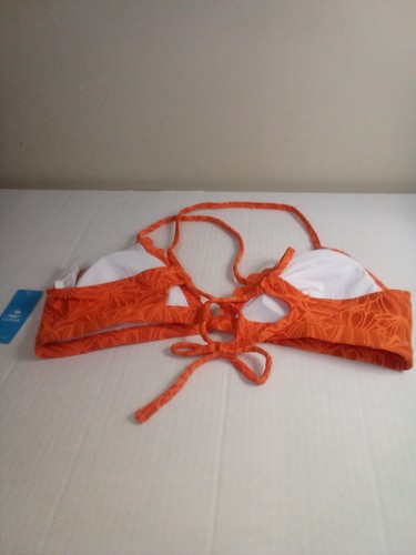 Cupshe Bikini Top Women XL Padded Cups Textured Scallop Trim Orange - Picture 9 of 13