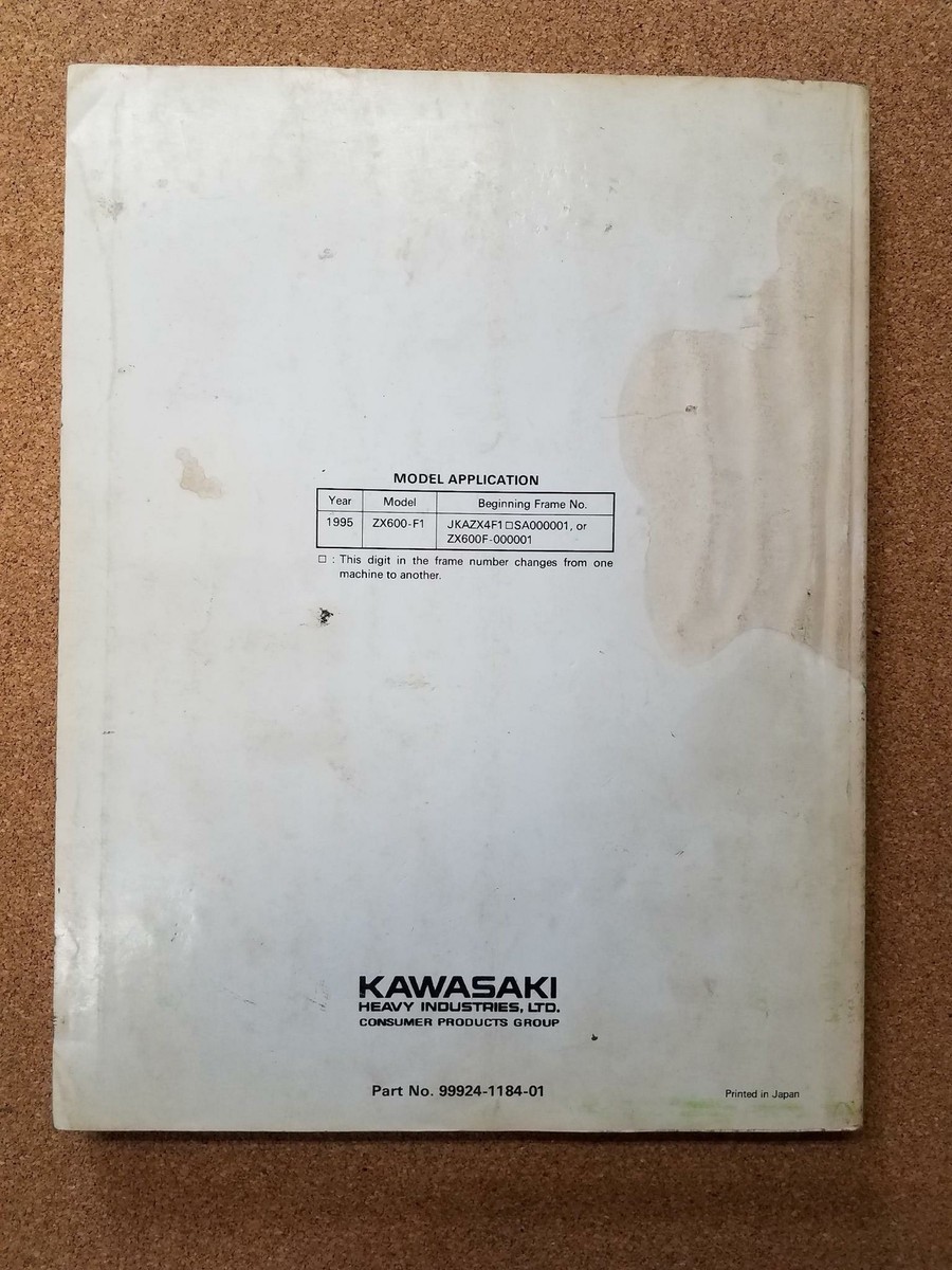 KAWASAKI NINJA ZX-6R MOTORCYCLE SERVICE MANUAL PART NO. 99924-1184