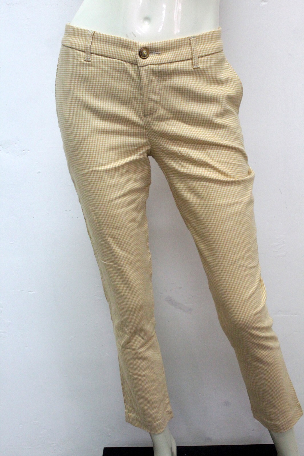 Jeckerson Jeans Donna Taglia 42 Pantalone Giallo E Bianco Pant Trousers Hose