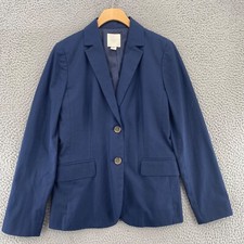 J Crew Blazer Womens 4 Navy Button Up Stretch Pockets Notch Lapel Office Career