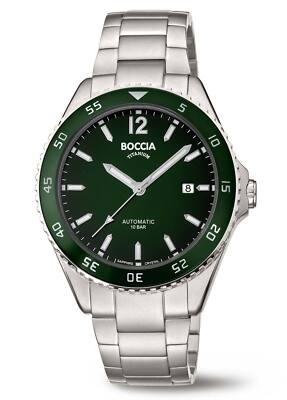 Boccia Titanium 3653-02 Herrenuhr Automatik Saphirglas grün Ø42mm