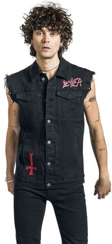 Slayer Vest Jacket Thrash Metal Band Black Sleeveless Denim Jean Jacket XXL - Picture 7 of 8