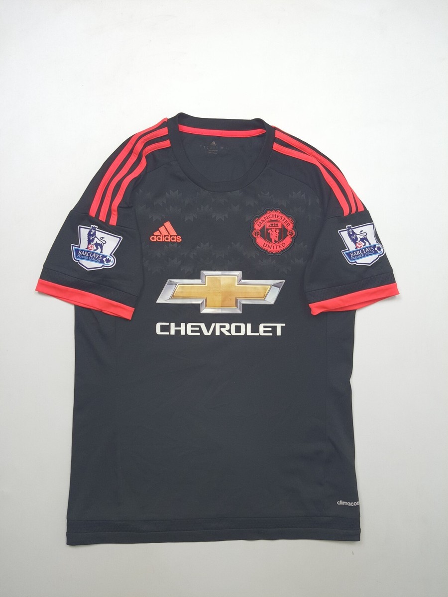 manchester united jersey chevrolet shirt adidas black size S