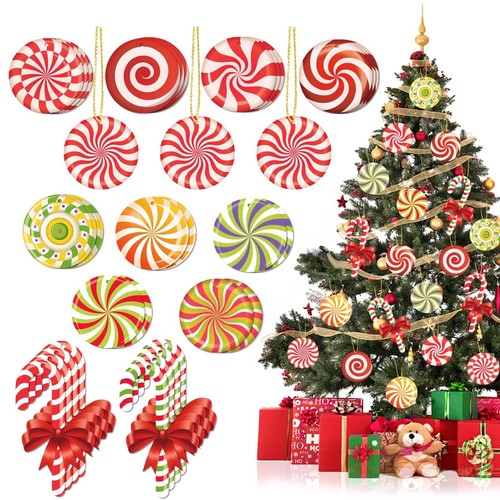 33 piezas Decoraciones de Navidad Adornos de Árbol de Caramelo - Colorido Bastón de Caramelo Piruleta