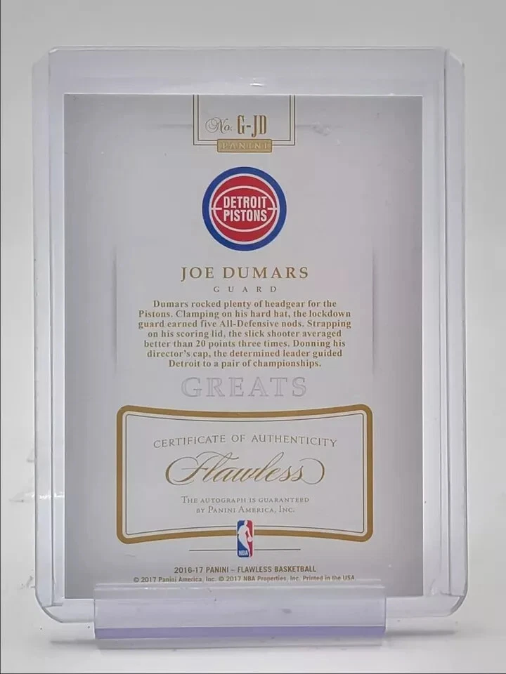 JOE DUMARS 2016-17 FLAWLESS BASKETBALL GREATS AUTOGRAPH AUTO 15/25 - Image 2 of 2