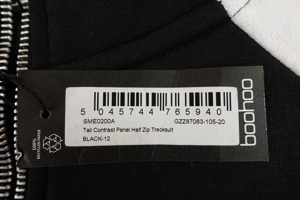 Sudadera corta pulóver Boohoo para mujer talla 8 negra blanca media cremallera nueva con etiquetas Foto 3 de 4