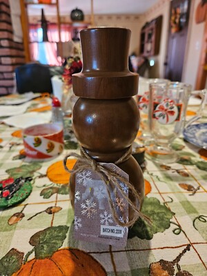 WOOD SNOWMAN PEPPER GRINDER WITH TAG