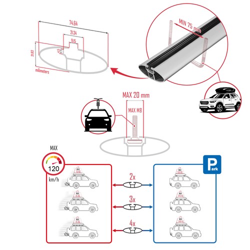 Compatible avec Hyundai i20 II Active 2015-2019 HOOK Model Barres de Toit Rai... - Foto 7 di 9