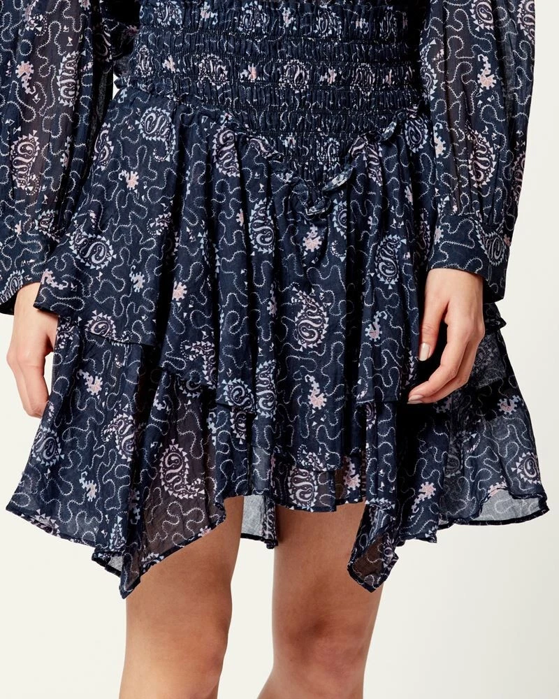 Isabel Marant Etoile Womens Also Paisley Printed Smocked Cotton Mini Skirt S 36
