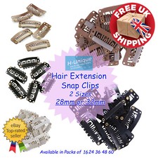 Hair Extension Snap Clips 28mm or 32mm for Wefts to Create Clip-Ins Free Postage