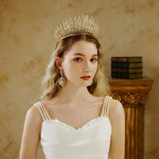 8.5cm Tall Crystal Tiara Crown Wedding Bridal Queen Pageant Prom For Women