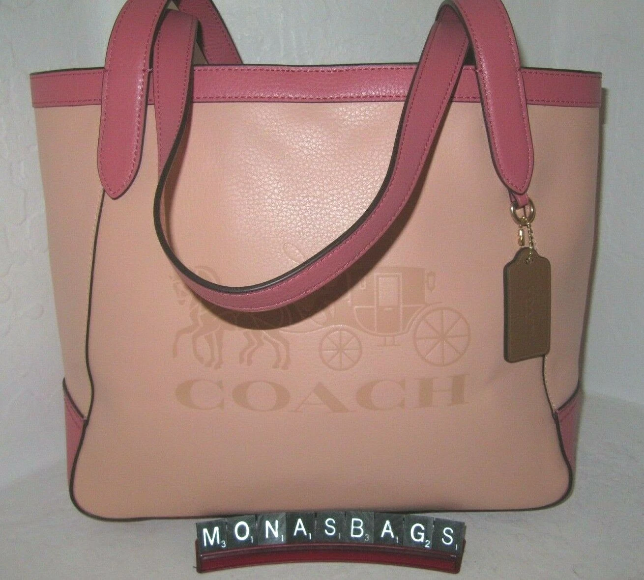 Borsa Coach C5676 nuova sbiadita blush multi pelle cavallo e carrozza nuova con etichetta