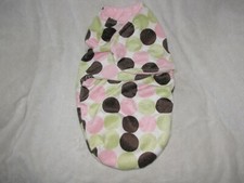Baby Bonkie Soft Warm Pink Green Brown Polka Dot Circle Infant Girl Swaddle Wrap