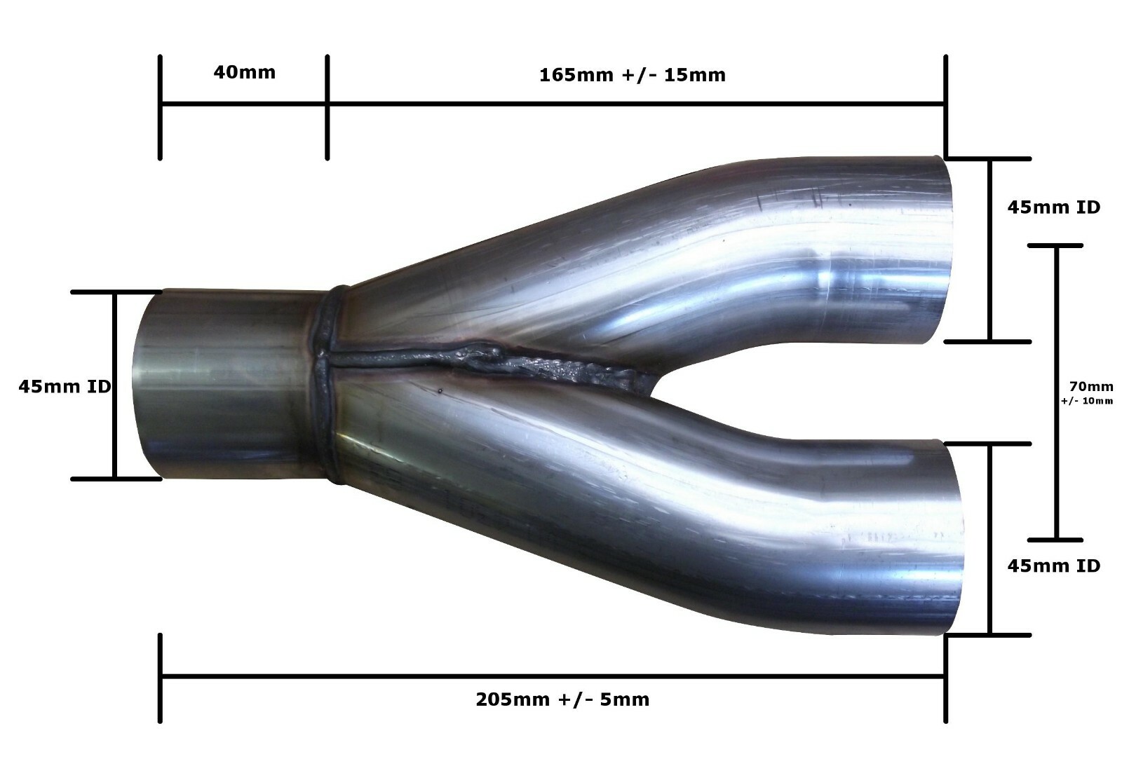 Universal Stainless Steel Exhaust YPiece Adapter 45mm Single & 45mm