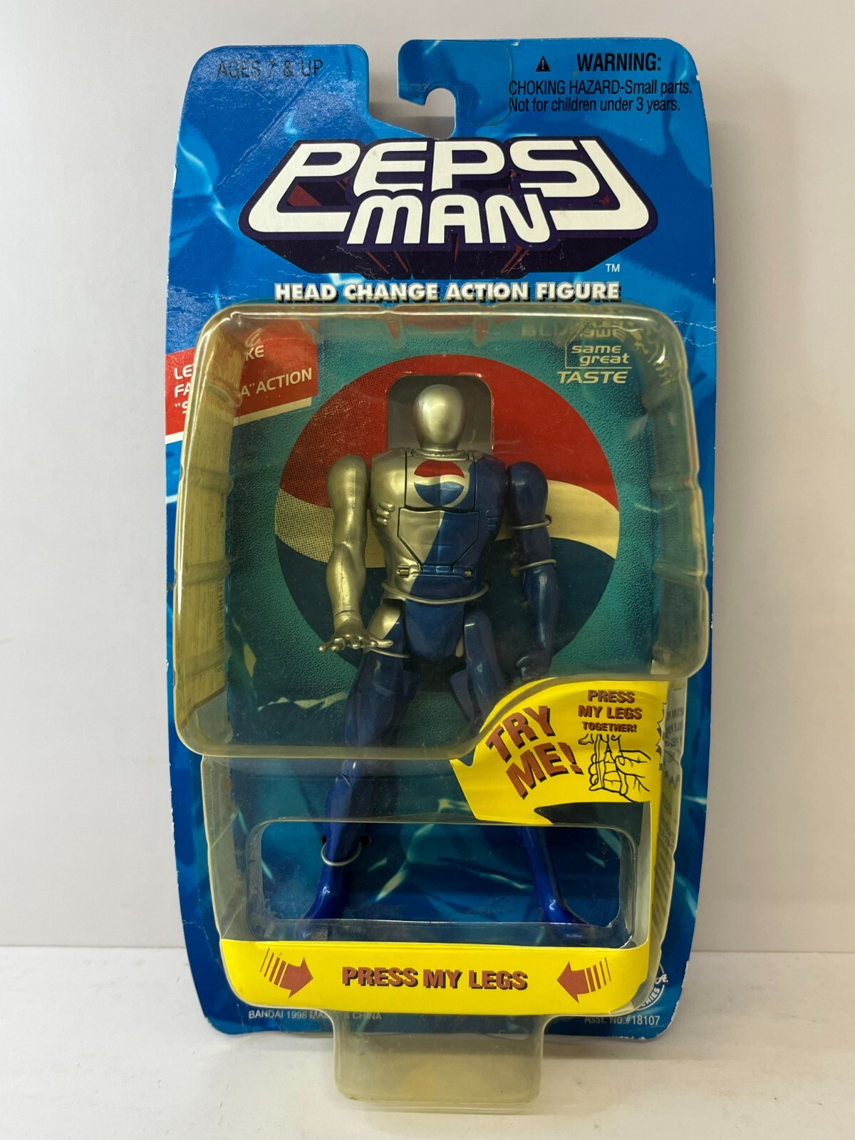 PEPSIMAN HEAD CHANGE ACTIONFIGUR New Blue Model 5.9 inch 1998 Release BANDAI