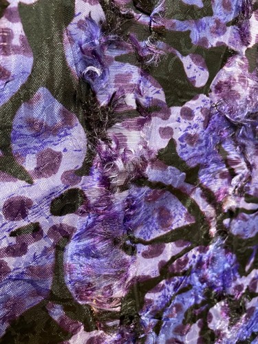 Fabric Lot 3 Yds 54 W Purple Violet Animal Print Crinkled Frayed Floral - Picture 4 of 8