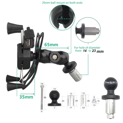 GPS Phone Mount Bracket Holder For KAWASAKI ZX6R NINJA 1000 ER6F Z1000SX ZG1400 - Bild 6 von 11