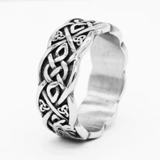 Men Women Celtic Ring Stainless Steel Band Simple Celtic Knot Finger Friendship