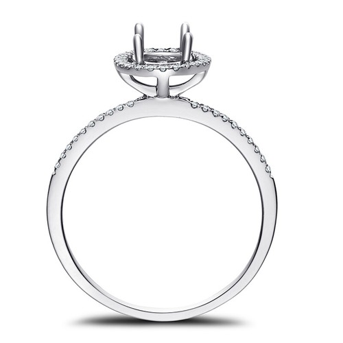 Oval 8x6mm Semi Mount Ring Si/h Diamonds 0.2ct Solid 14k White Gold Luxurious - Picture 7 of 9