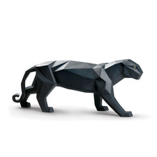 LLADRO' Figura Statua Scultura Pantera Nera 50x19cm Porcellana