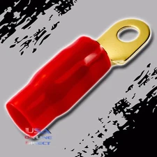 4 Gauge Ring Terminals 20 Pack AWG Wire Crimp RED Power Boots 5/16" Gold Contact