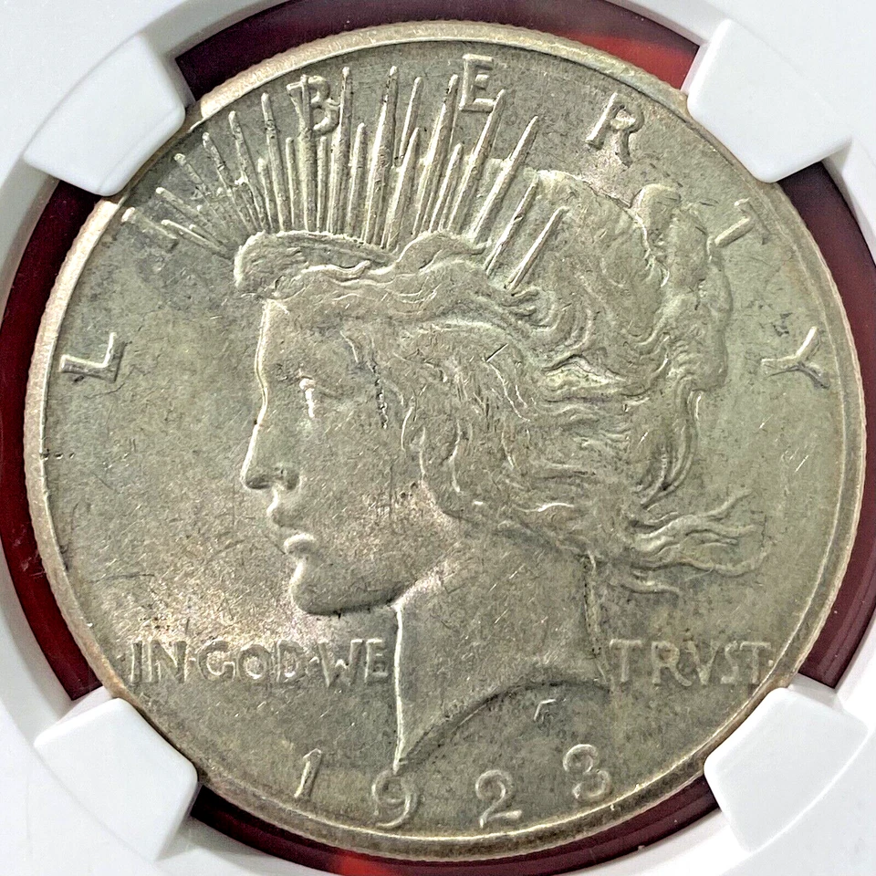 NGC MS-61! 1923-S PEACE DOLLAR, REV RIM CUD ERROR - Image 3 of 4