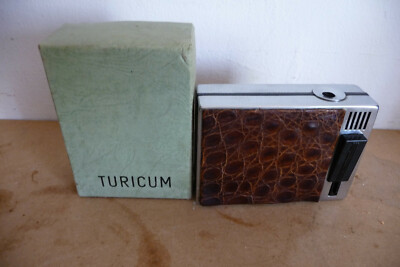 Tischfeuerzeug Turicum Krokodilleder Gas Table Lighter Crocodile Leather Gas