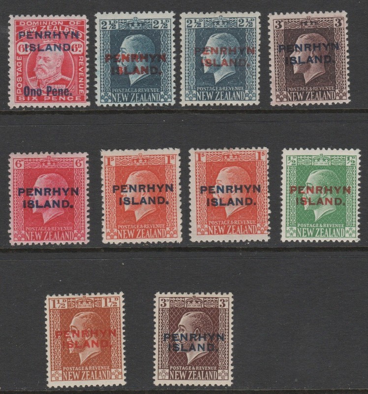 Penrhyn Island 1914-1917 KGV MLH Selection to 1/- SG CV £104