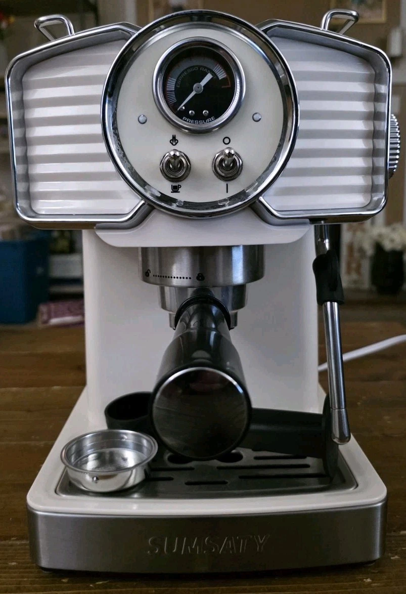Sumsaty Coffee and Espresso Machine EM3203 w/ Milk Frother White