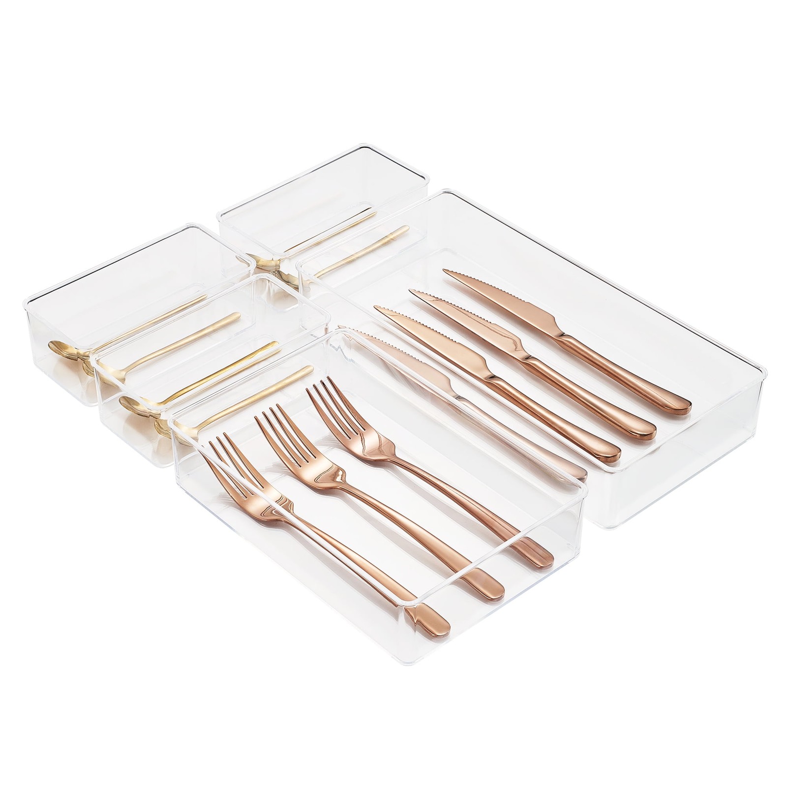 5-Piece Drawer Organizer Set for Kitchen, Bathroom, Office &