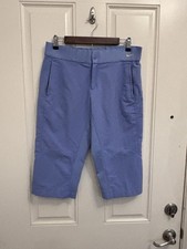 Vtg Nike Sphere Dry Powder Blue Crop Performance Pants Compression Womens 8-10