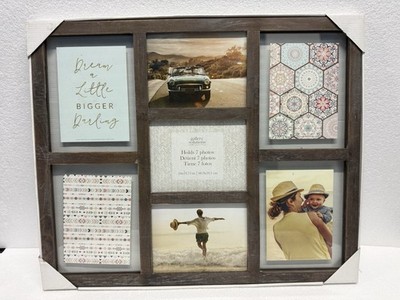 Gallery Solutions 7-Opening Collage Picture Frame 24x19.75 Dark Wood New