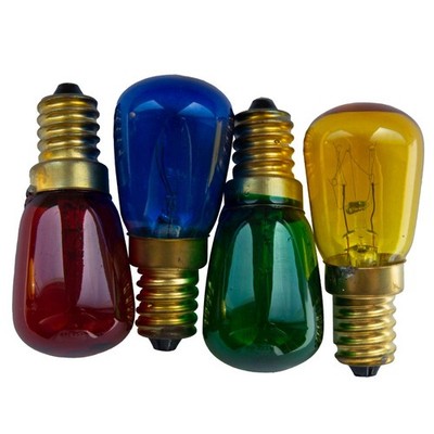 4 x Farbtherapie Lampen Röhre T25 Glühbirne 15W E14 230V Rot Grün Blau Gelb