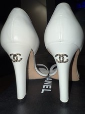 Chanel Heels Chanel 15P Silver Black Heels Ankle Strap Sandals Heels Shoes 37