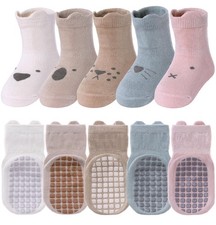 5 Pairs Toddler Non Slip Socks with Grips Baby Socks for Kids Girls Boys 5 P...