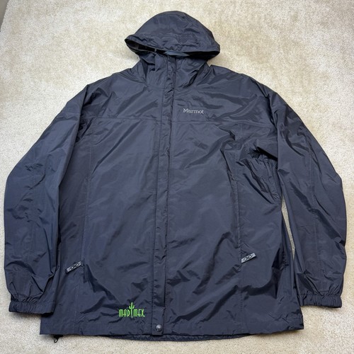 Marmot PreCip Eco Jacket Mens XL Black Full Zip Hooded Activewear Windbreaker 