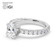 Oval Solitaire Labgrown Diamond Engagement Ring 14k White Gold 1.80 Ct