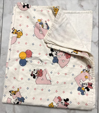 Vintage Disney Receiving Blanket 1984 Mickey Baby Friends ABCs Dundee 32 in x 37
