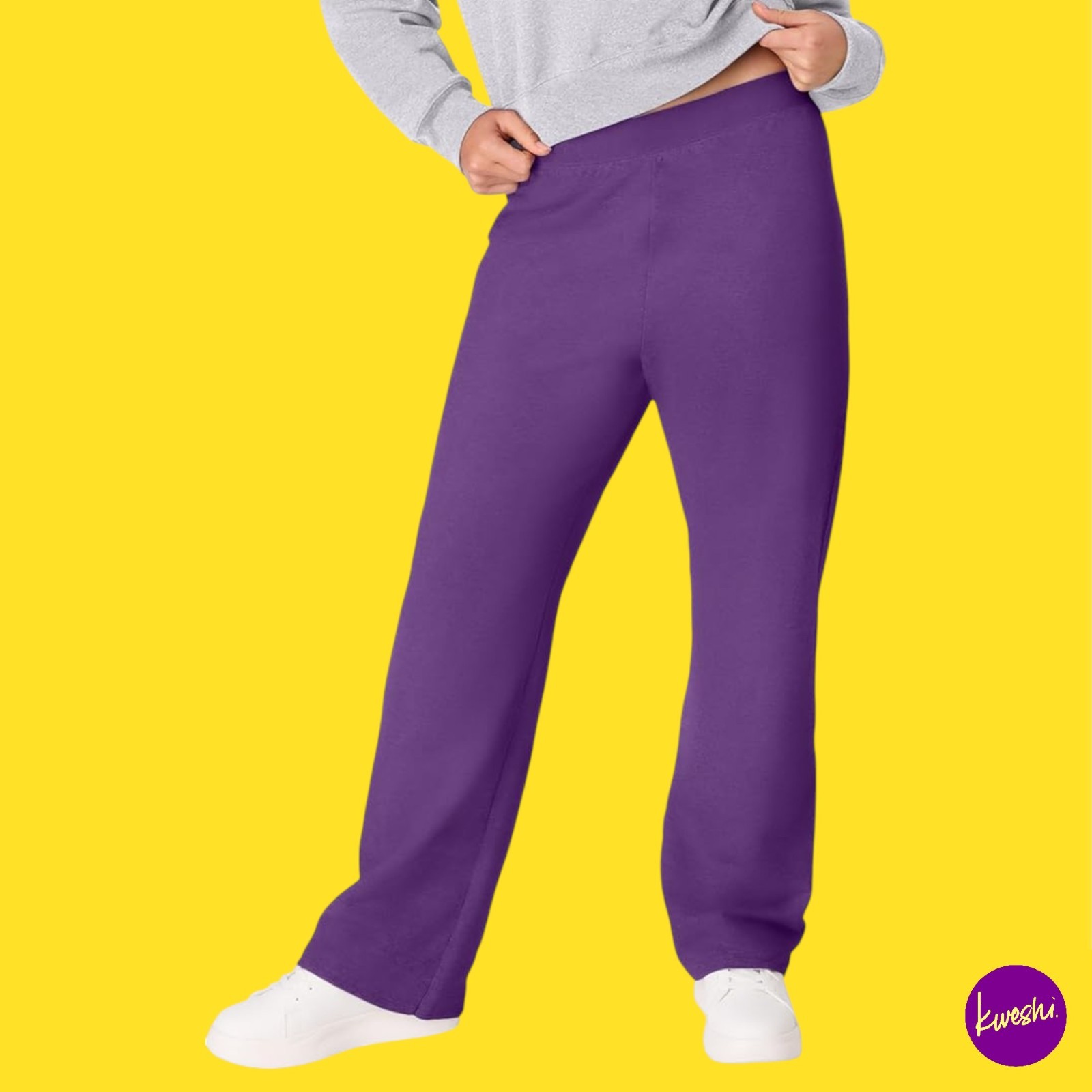 HANES Women's EcoSmart Fleece Sweatpants, Violet Splendor Heather, UK 14 | EU 42