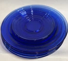 6X Vintage Hazel-Atlas (4) 9”Glass Plates (2) 5.5” Modertone Cobalt Blue  Set