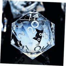  Liquid Core Cat DND Dice Set 7Pcs with Box- Sharp Edge D&D Dice with White