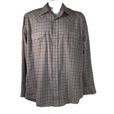 Panhandle Pearl Snap Western Shirt SZ L Pale Pink Plaid Long Sleeve Cowboy