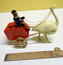 Lehmann Germany Tin String Flywheel AFRICA Ostrich Mail Cart Toy Bank